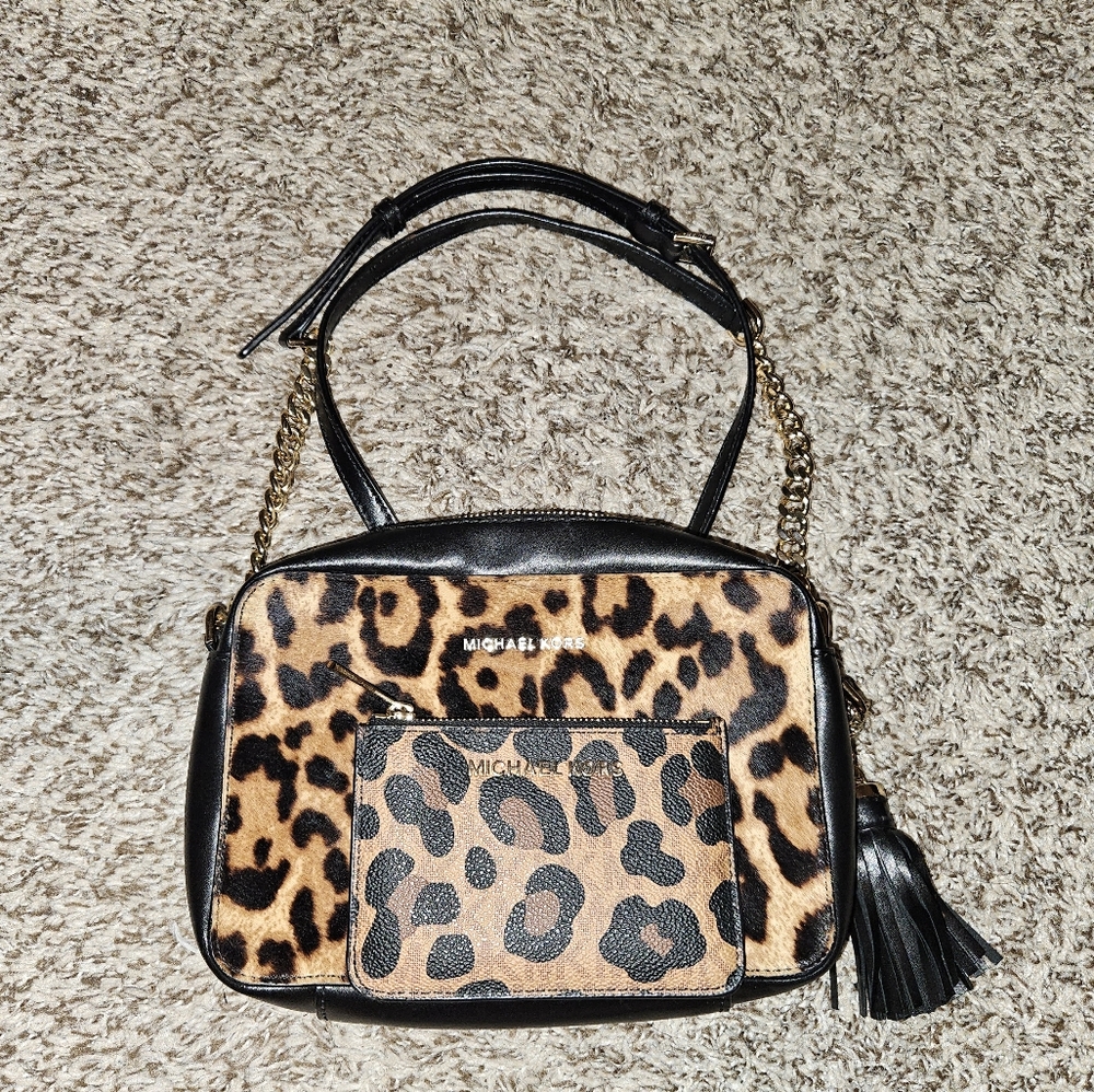 Michael Kors Animal Print Cross Body And Coin Purse